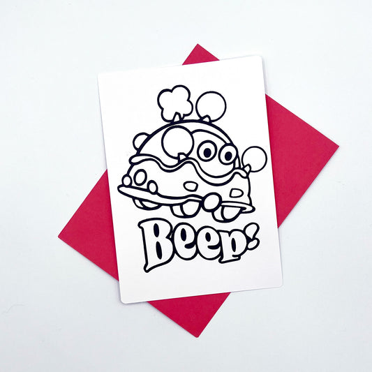 "Beep! Bubbly Beetle" Coloring Postcard