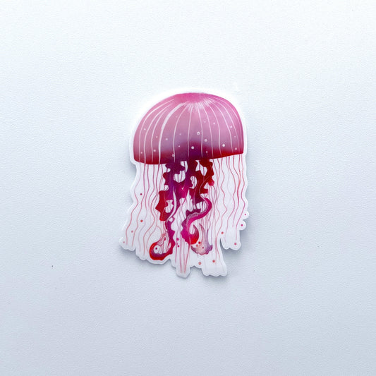 Pink Plum Drafter Clear Jellyfish Sticker