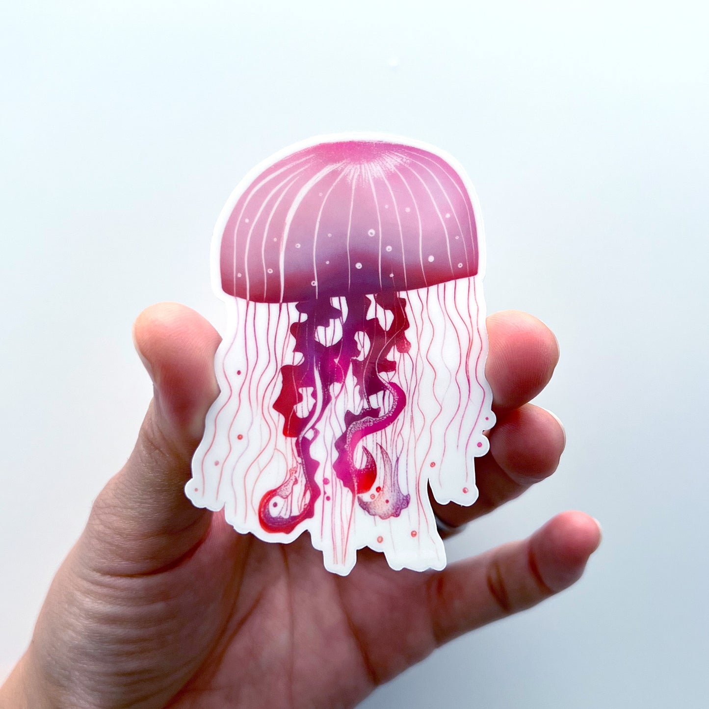 Pink Plum Drafter Clear Jellyfish Sticker