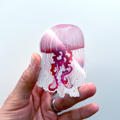 Pink Plum Drafter Clear Jellyfish Sticker