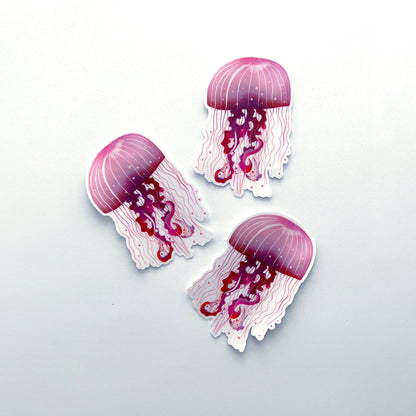 Pink Plum Drafter Clear Jellyfish Sticker