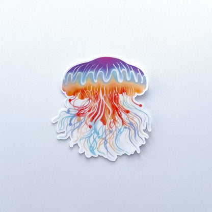 Sunset Sea Whirl Clear Jellyfish Sticker