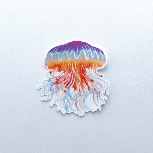 Sunset Sea Whirl Clear Jellyfish Sticker