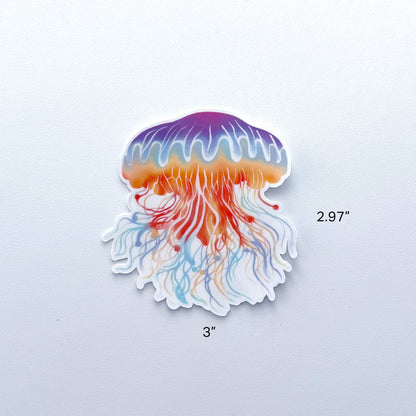 Sunset Sea Whirl Clear Jellyfish Sticker