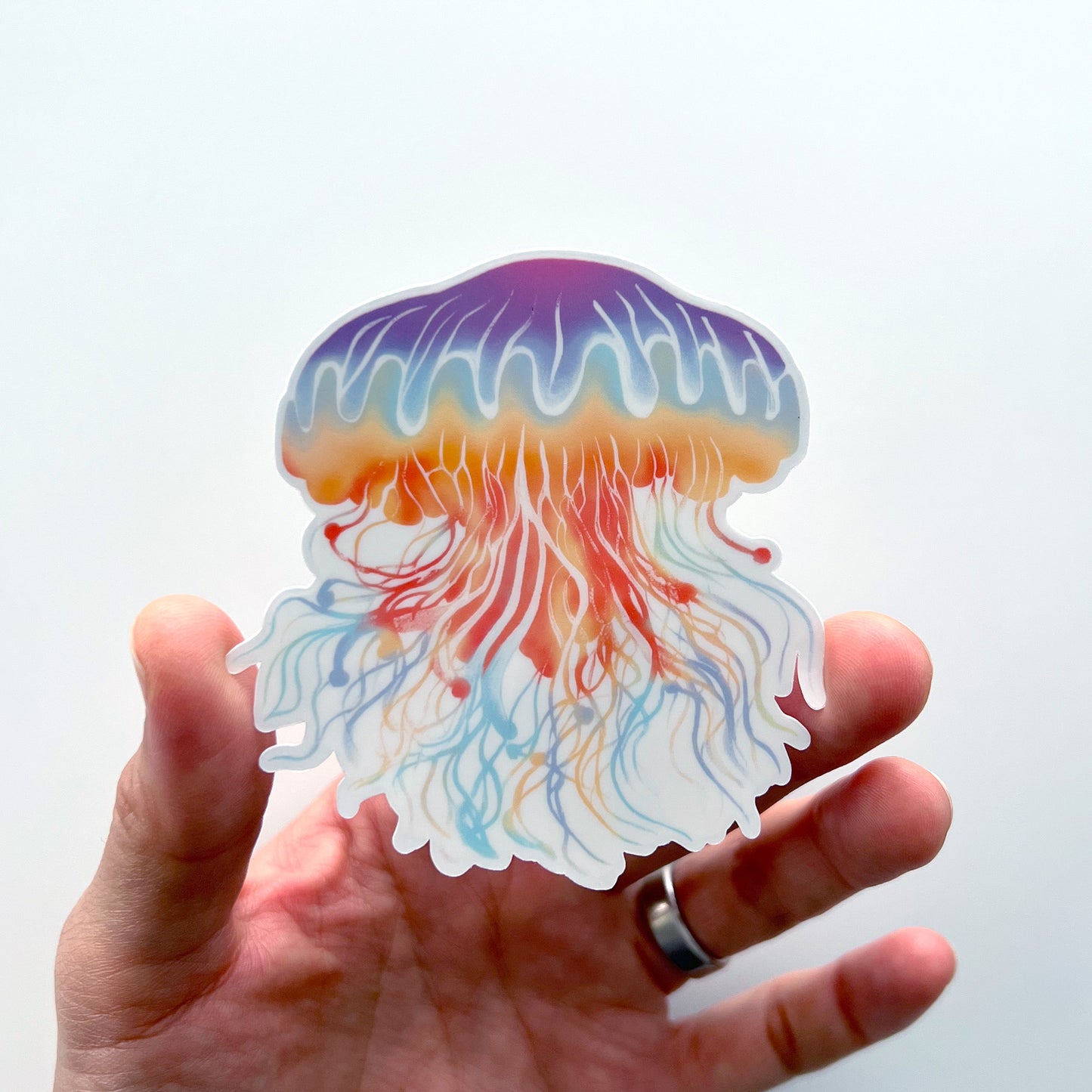 Sunset Sea Whirl Clear Jellyfish Sticker