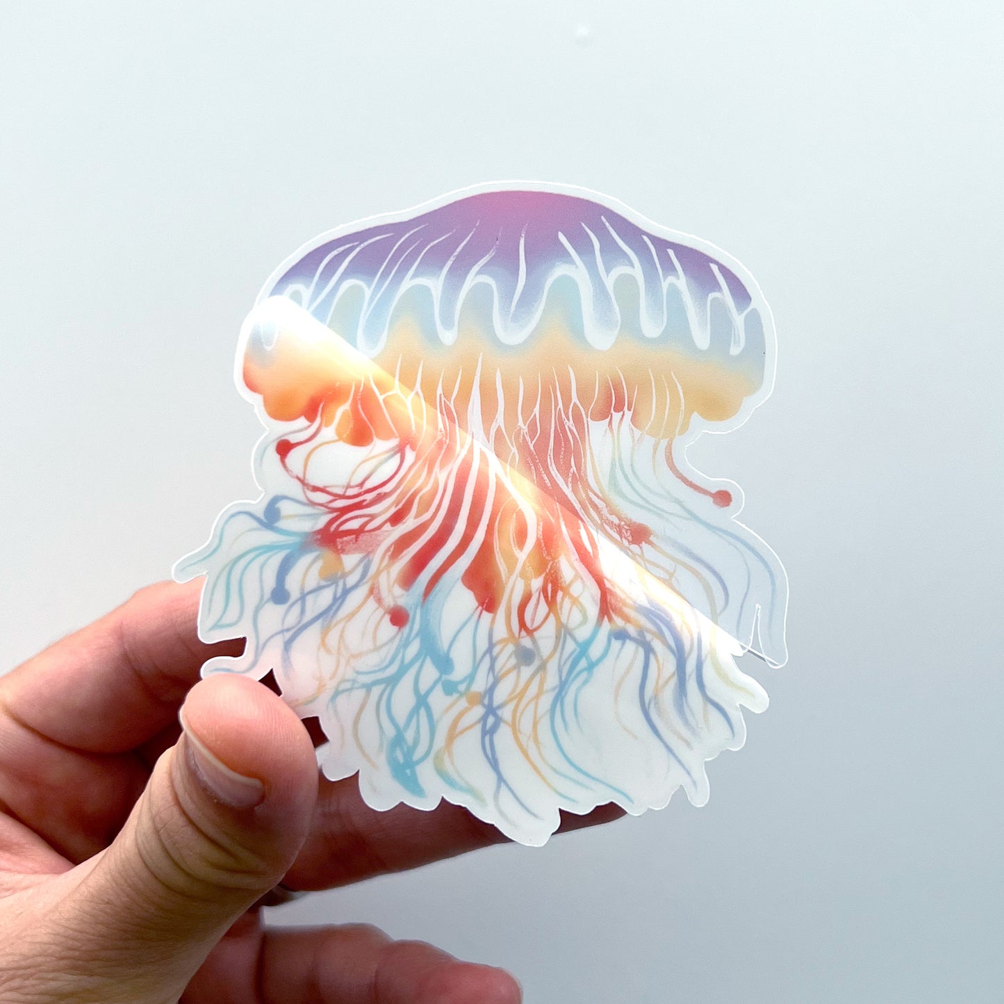 Sunset Sea Whirl Clear Jellyfish Sticker