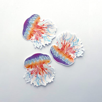 Sunset Sea Whirl Clear Jellyfish Sticker