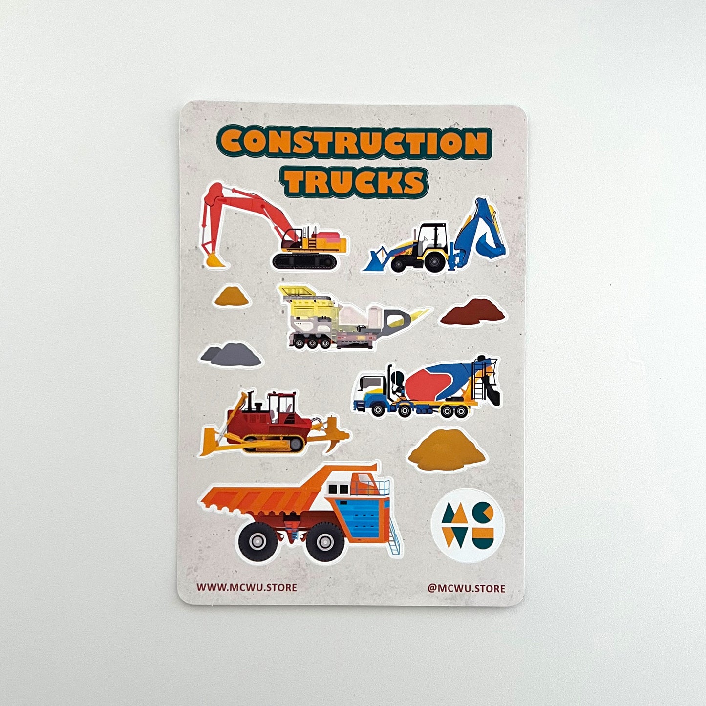 Construction Trucks Sticker Sheet