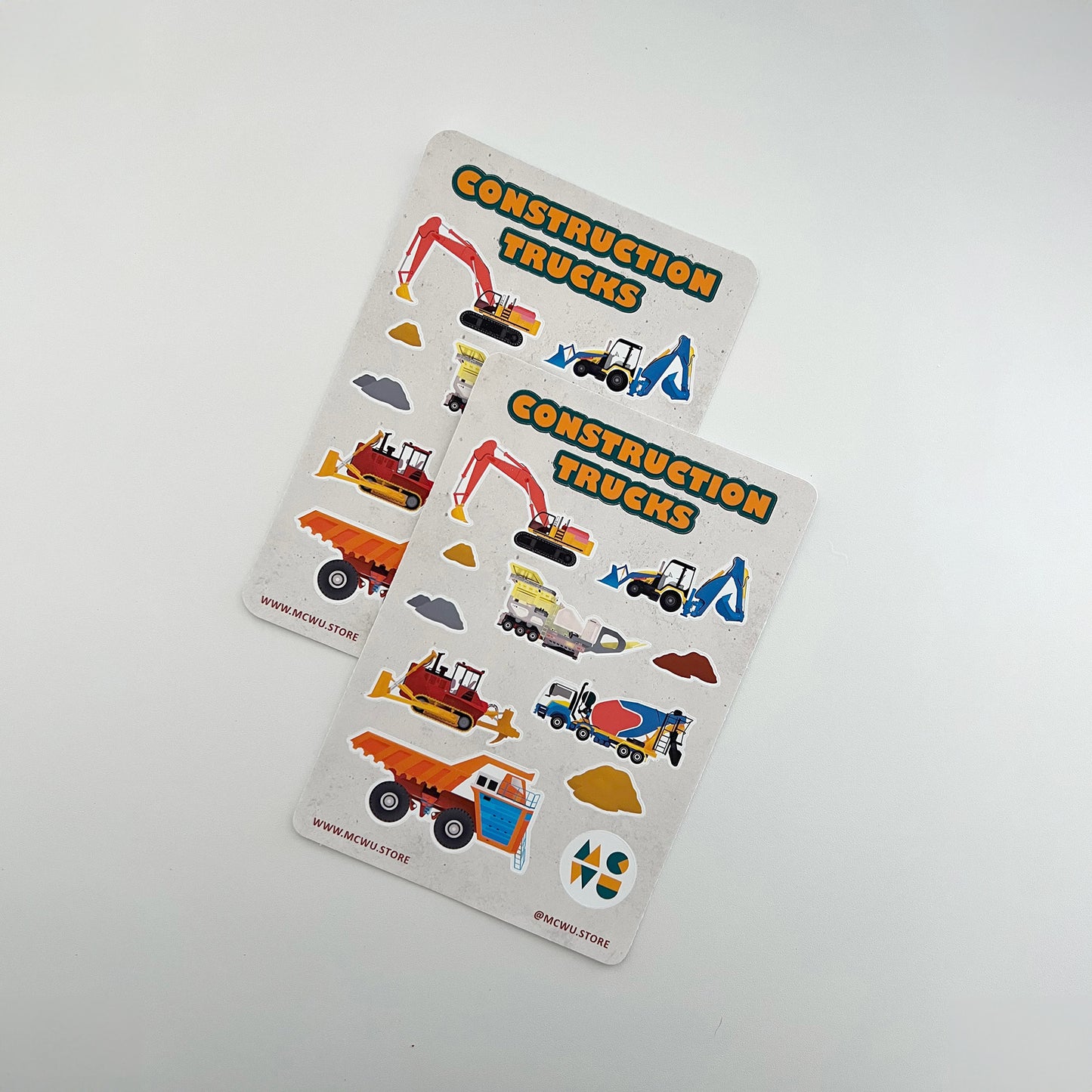 Construction Trucks Sticker Sheet