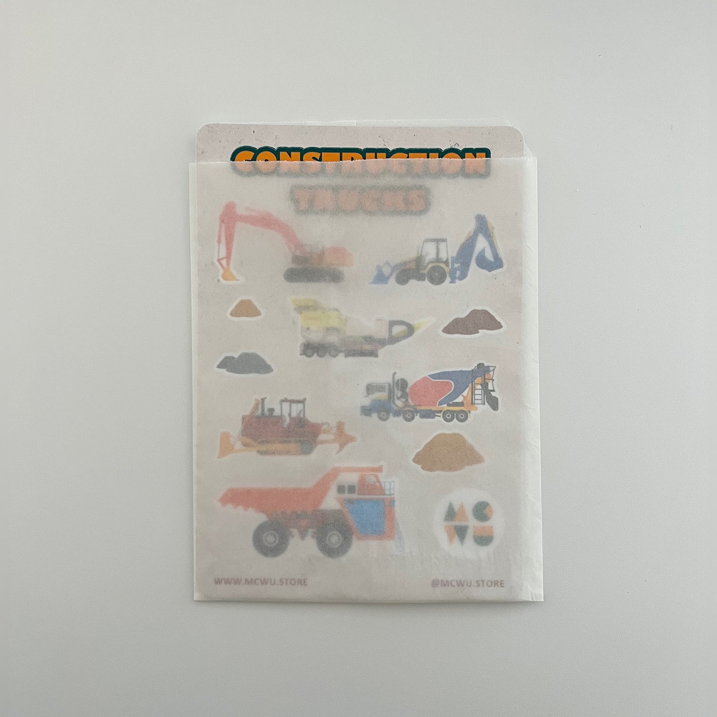 Construction Trucks Sticker Sheet