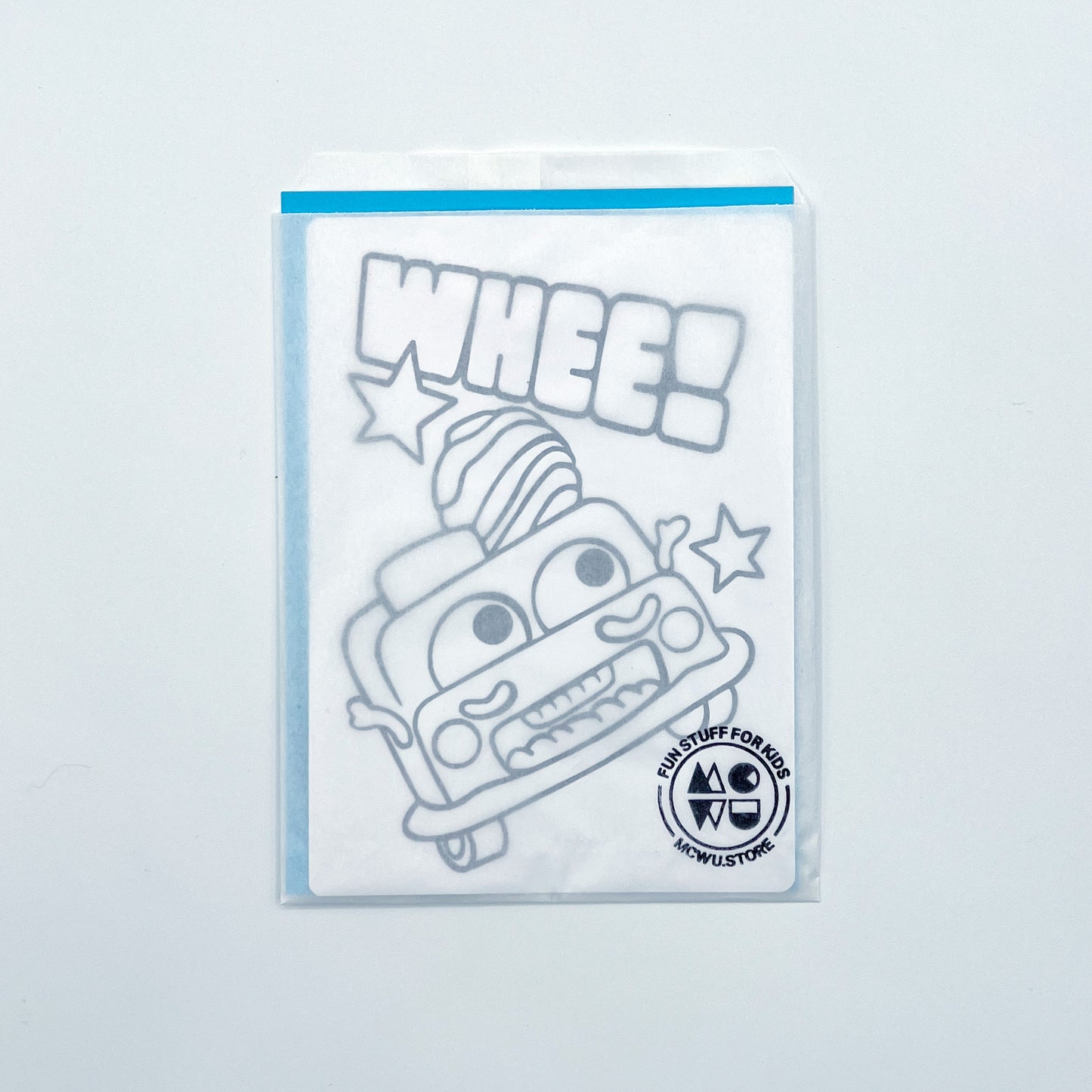 "Whee! Giggle Wheels" Coloring Postcard