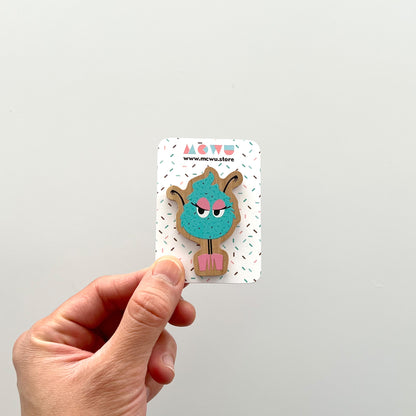 Frostine, Ice Cream Creature Wooden Pin