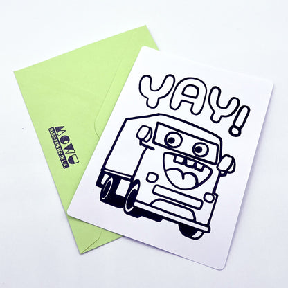 "Yay!  Happy Explorer" Coloring Postcard