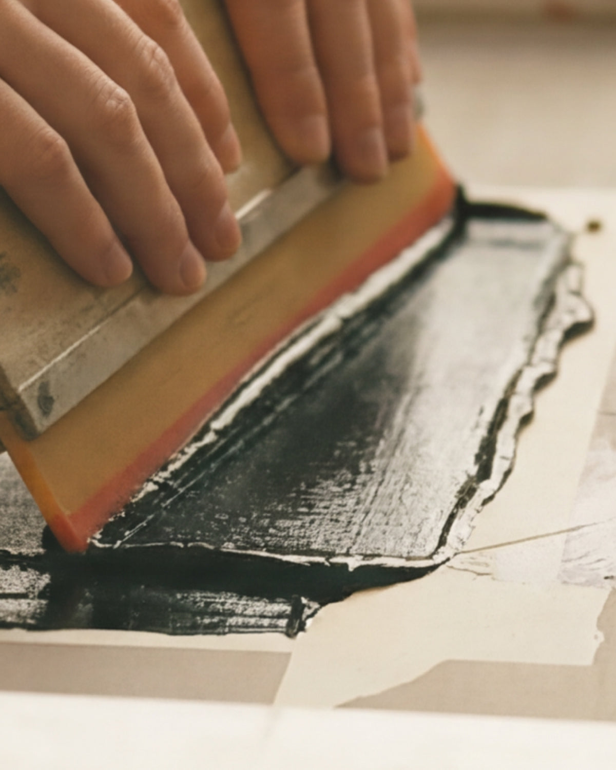 Screen printing process at McWu studio in Los Angeles